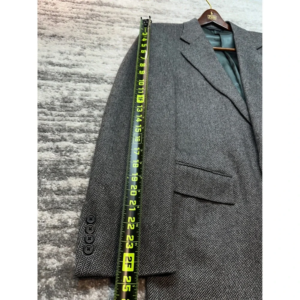 Polo Ralph Lauren Coat Men 40R Gray Herringbone Wool/Cashmere Blazer Vintage USA